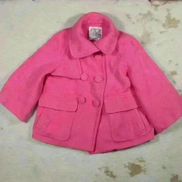 ESPRIT Vintage Pink Wool Cropped Pea Coat Swing Jacket Coat 60s Style Small - Picture 1 of 14